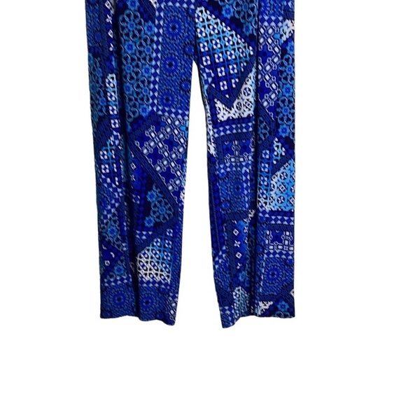 Chico's Polyester/Spandex Wide leg Blue Print Pajama Pants in Size 3 (XL/16) - Picture 5 of 8